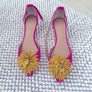 Pink and yellow Anthropologie suede shoes